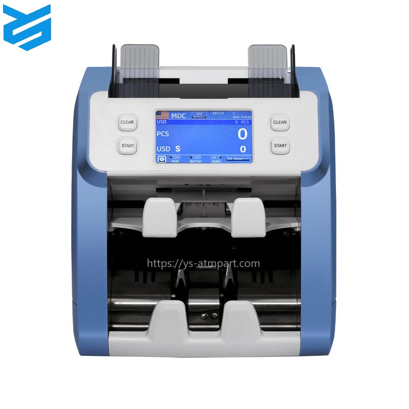 4.3-inch TFT (Thin Film Transistor) touchscreen banknote counter and sorter with Feelteck technology, designed for banking use