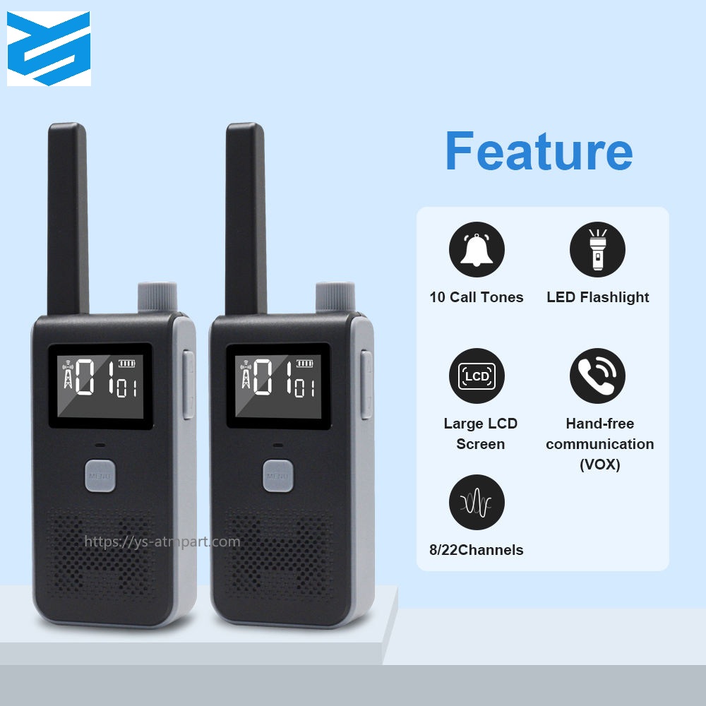 Remote walkie-talkie with security screws, featuring a free PMR license for two-way communication